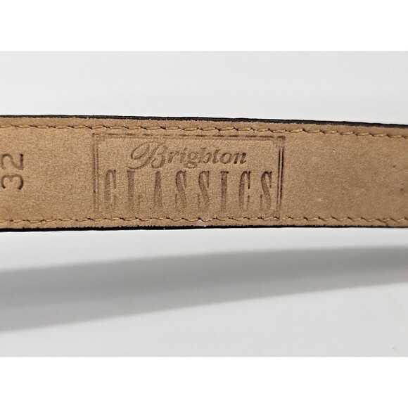 LM Women's M L 32 Brighton Classics Embossed Leather Belt Brown 3/4"W x38"L - Picture 9 of 9